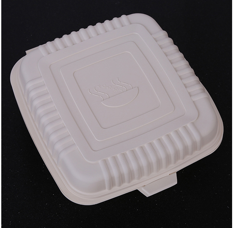 Biodegradable Sugarcane Bagasse 6x6 inch Burger Hamburger Box