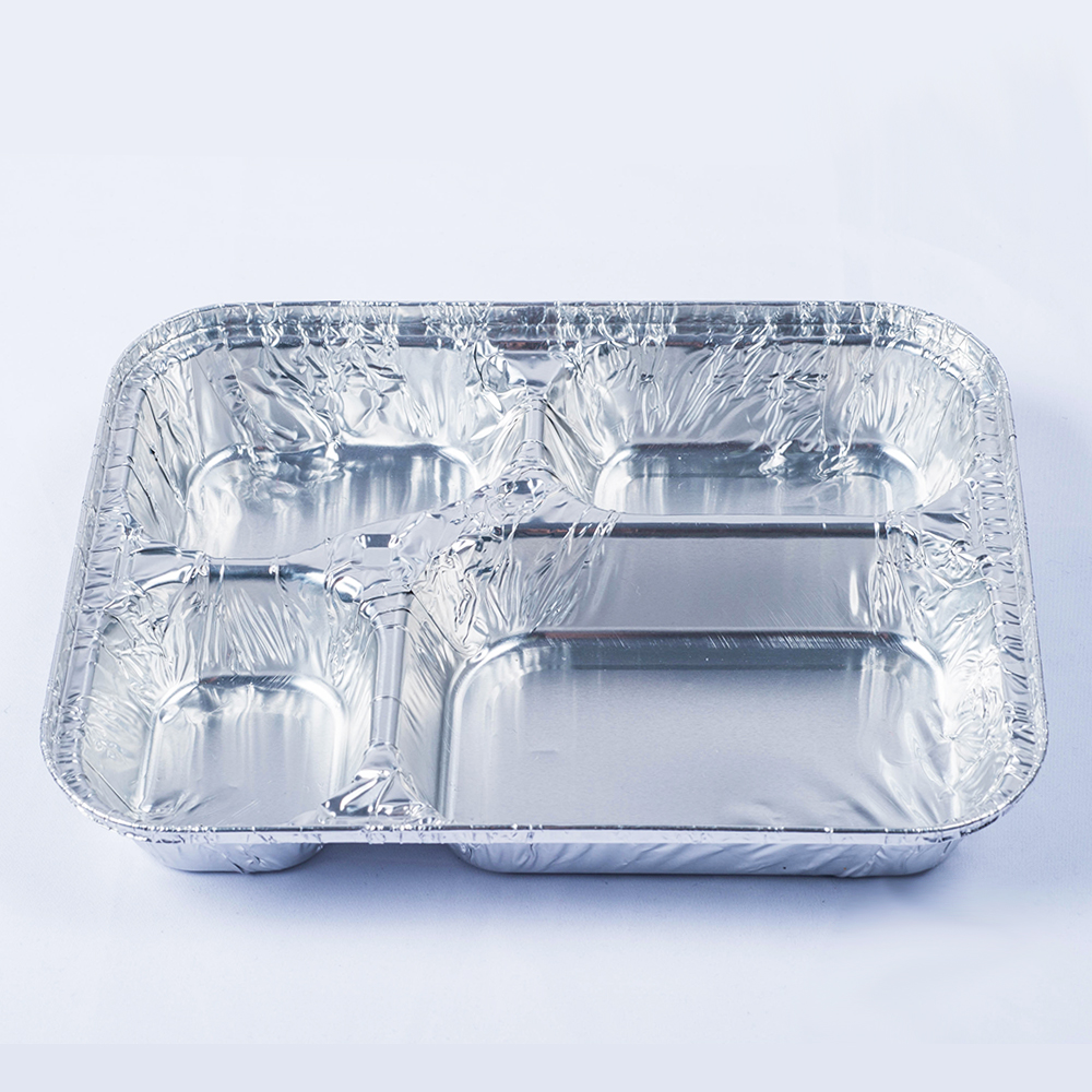 Food Grade Aluminum Tray 3 Compartment Aluminum Foil Container