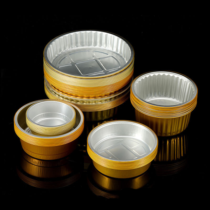 Disposable Sealing Lids Round Gold Foil Aluminum Bowl For Container Food With Lid