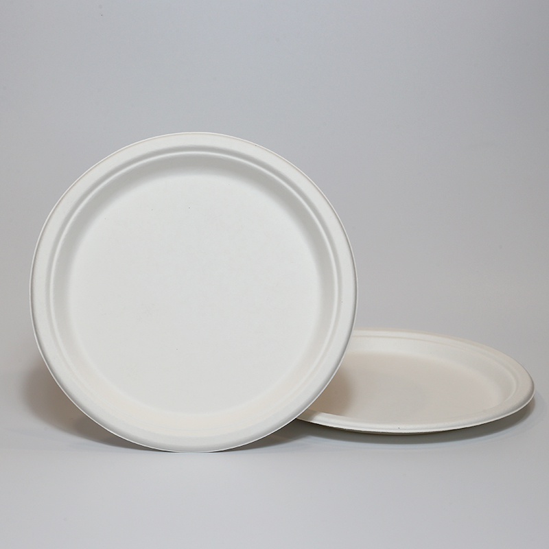 Customizable 9" Sturdy Microwavable Eco Sugarcane Bagasse Biodegradable Paper Plates Bulk Disposable Plates 9 Inch