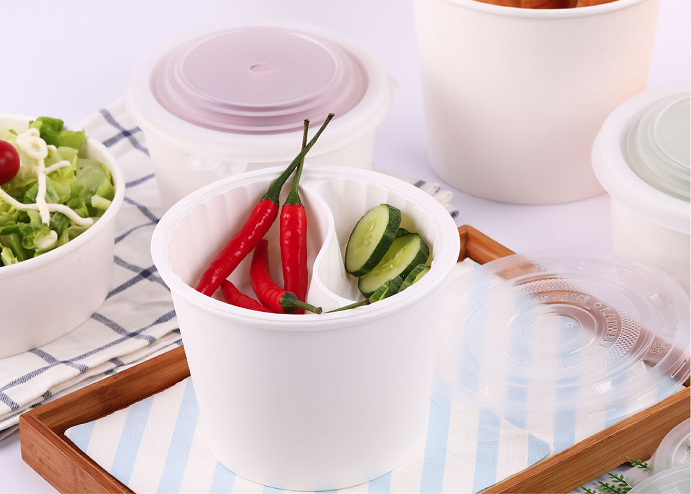 Eco Friendly Disposable Soup Paper Cup Takeaway 11oz Kraft Soup Bowl With Lid