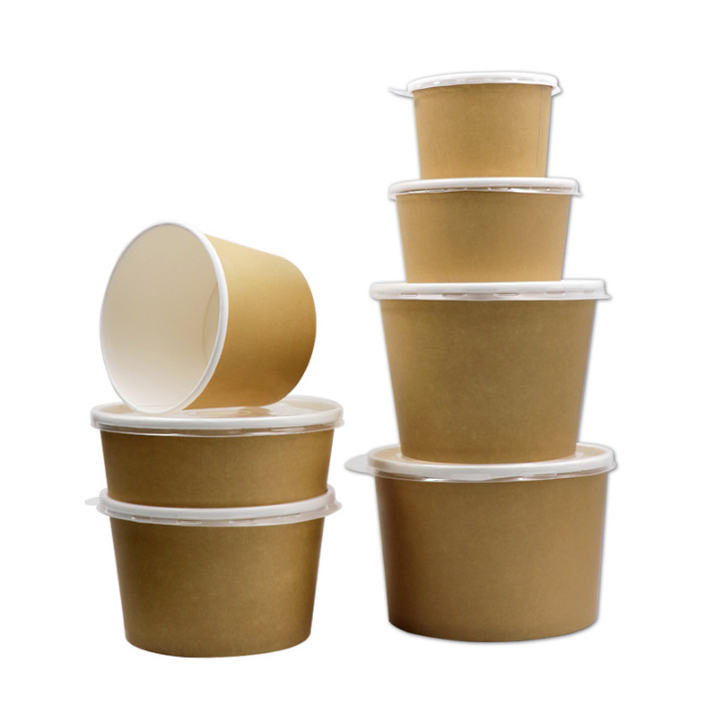 New Designed 4oz 5oz 6oz 8oz 12oz Ice Cream Tubs Ice Cream Paper Cup Bowl with Plastic Lid