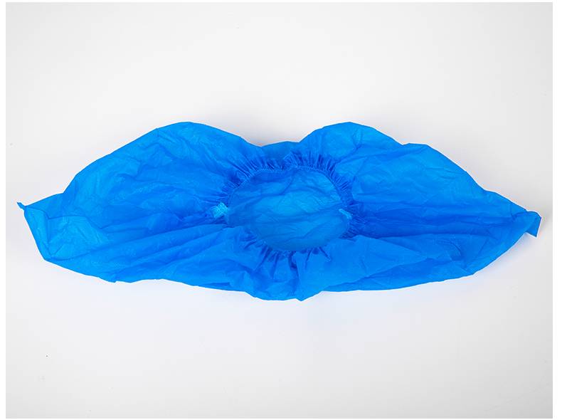 Blue Disposable PE Plastic Waterproof Dustproof Clear Shoe Covers with Rubber Elastic Cord Shoe Wraps Bags Boots Overshoes for Home Lab Exhibition Hall Rainy Days