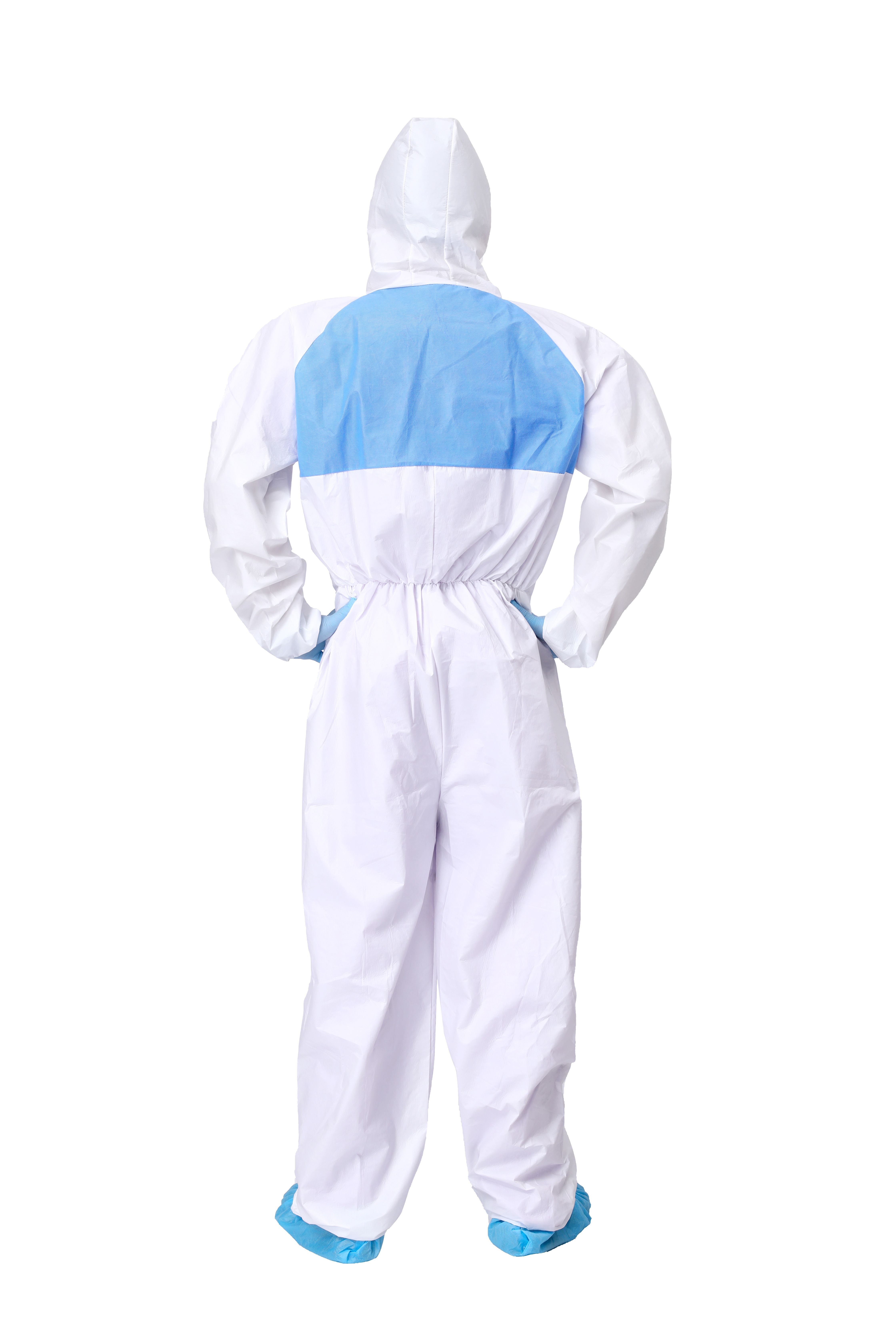 Medical Supply Disposable Coveralls for Men, Women, 2X-Large, Pack of 5 White Hazmat Suits Disposable with Hood, Zipper, 60gsm Microporous Hazmat Suit Costume, Waterproof Lab Coveralls Disposable