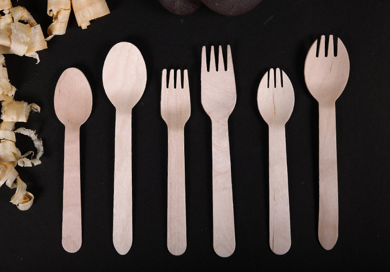 Wooden Disposable Cutlery Kit Bamboo Cutlery Utensil Spoon Fork Knife Napkin Straw Chopsticks in Set