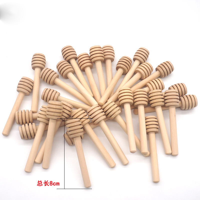 Wooden Honey Frizzler Solid Wood Honey Dipper Wooden Stirring Spoon Kitchen Utensils