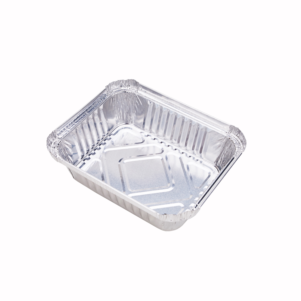 Retail Packing Disposable Rectangle Aluminum Foil Food Containers Trays with Lids