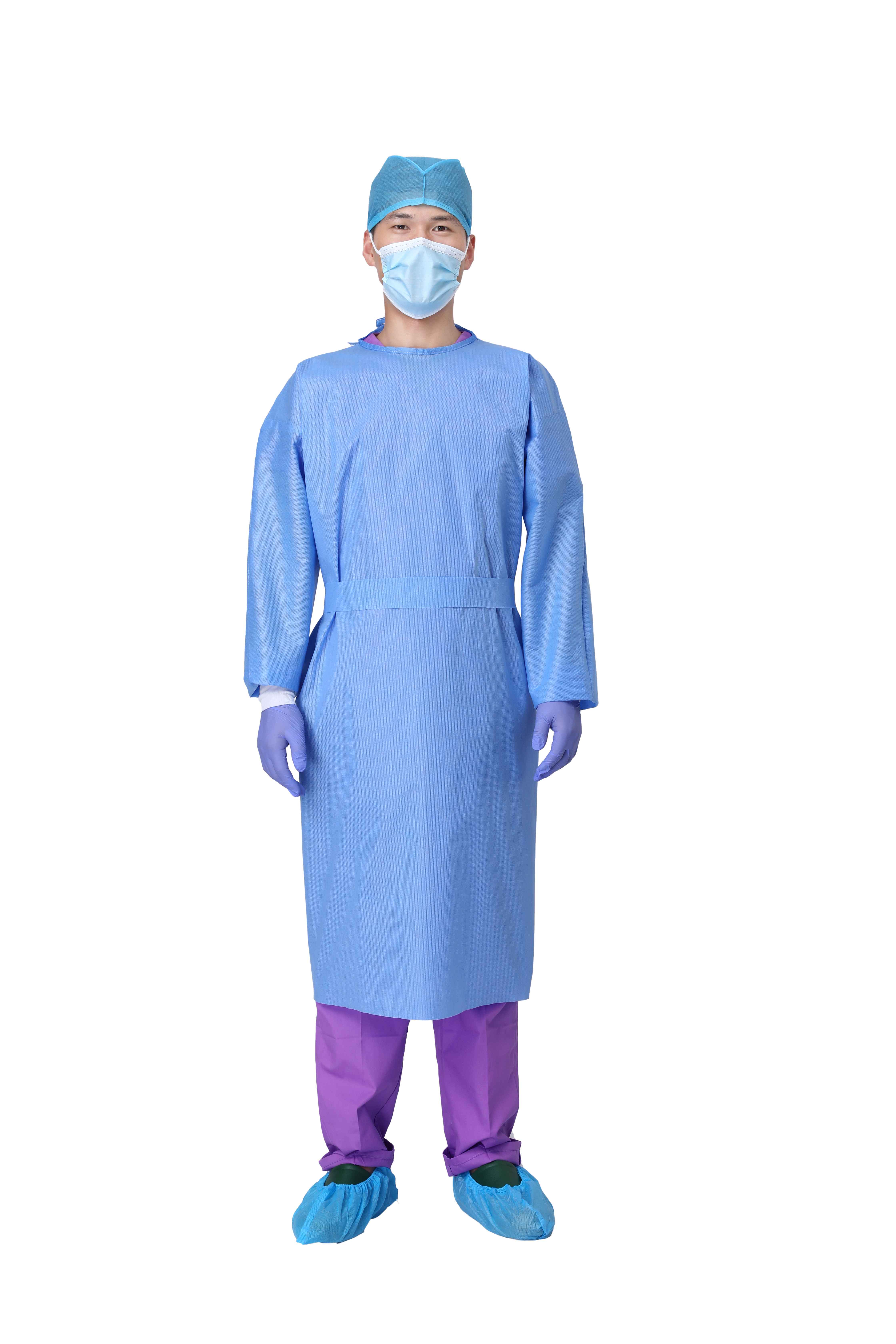 Medical Supply Disposable Isolation Gowns Large, Blue Disposable Gowns with Ties And Knit Wrists, Anti-Static 60 Gsm SMS Disposable Isolation Gown, Unisex Protective Gown Disposable