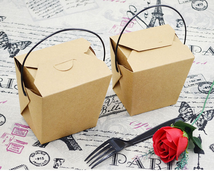 Food Packaging Corrugated Cardboard Paper Boxes Food Grade with Cotton Rope Handle