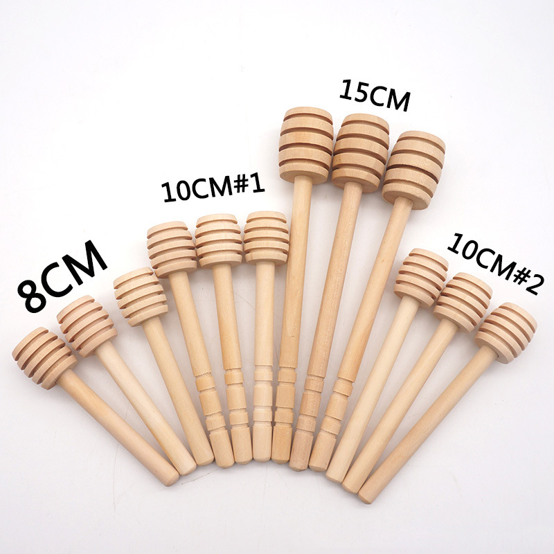 Wooden Honey Frizzler Solid Wood Honey Dipper Wooden Stirring Spoon Kitchen Utensils