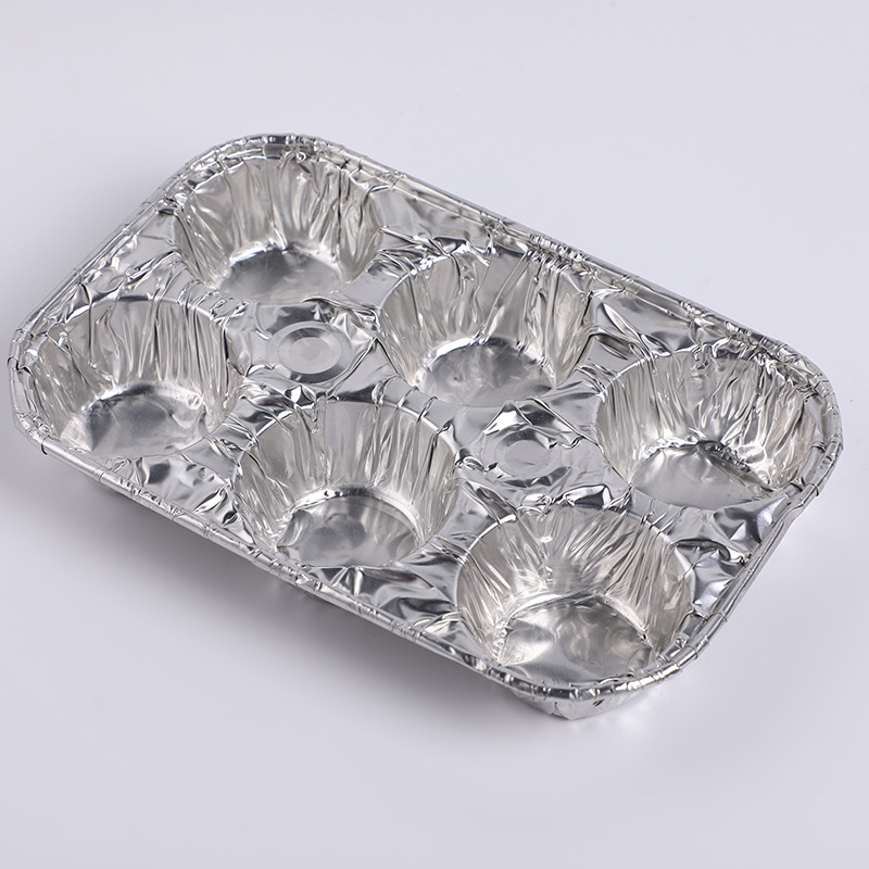 Disposable 6 Muffin Mold Six Compartments Aluminum Foil Egg Tarts Cup Plate Pastry Tray Baking Container Plato De Tarta Aluminio