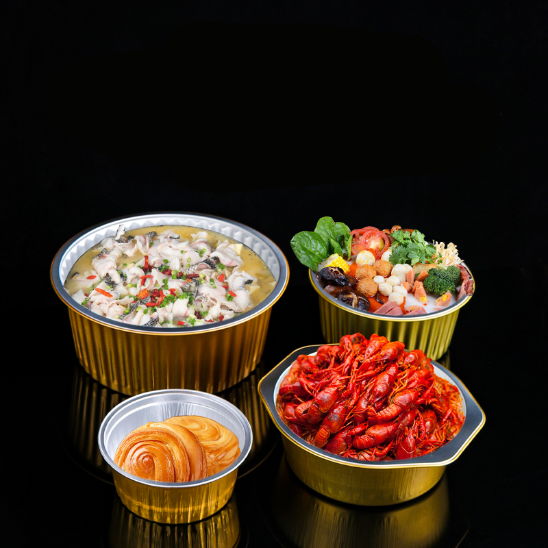 Disposable Sealing Lids Round Gold Foil Aluminum Bowl For Container Food With Lid