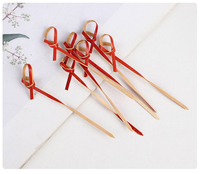 Supplier High Quality Disposable Party Decoration Bamboo Knotted Skewer Cocktail Picks