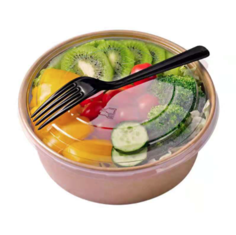 Salad Bowl Biodegradable Eco Friendly PLA Lined Kraft Paper 32oz Salad Bowl with Plastic Lid Customized Packing Customized Color