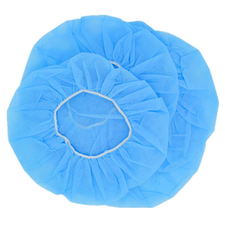 100 pcs (Blue) Disposable Bouffant Caps, Spun-Bounded Poly, Hair Head Cover Net, Non-Woven, Medical, Labs, Nurse, Tattoo, Food Service, Hospital-(21 INCH)