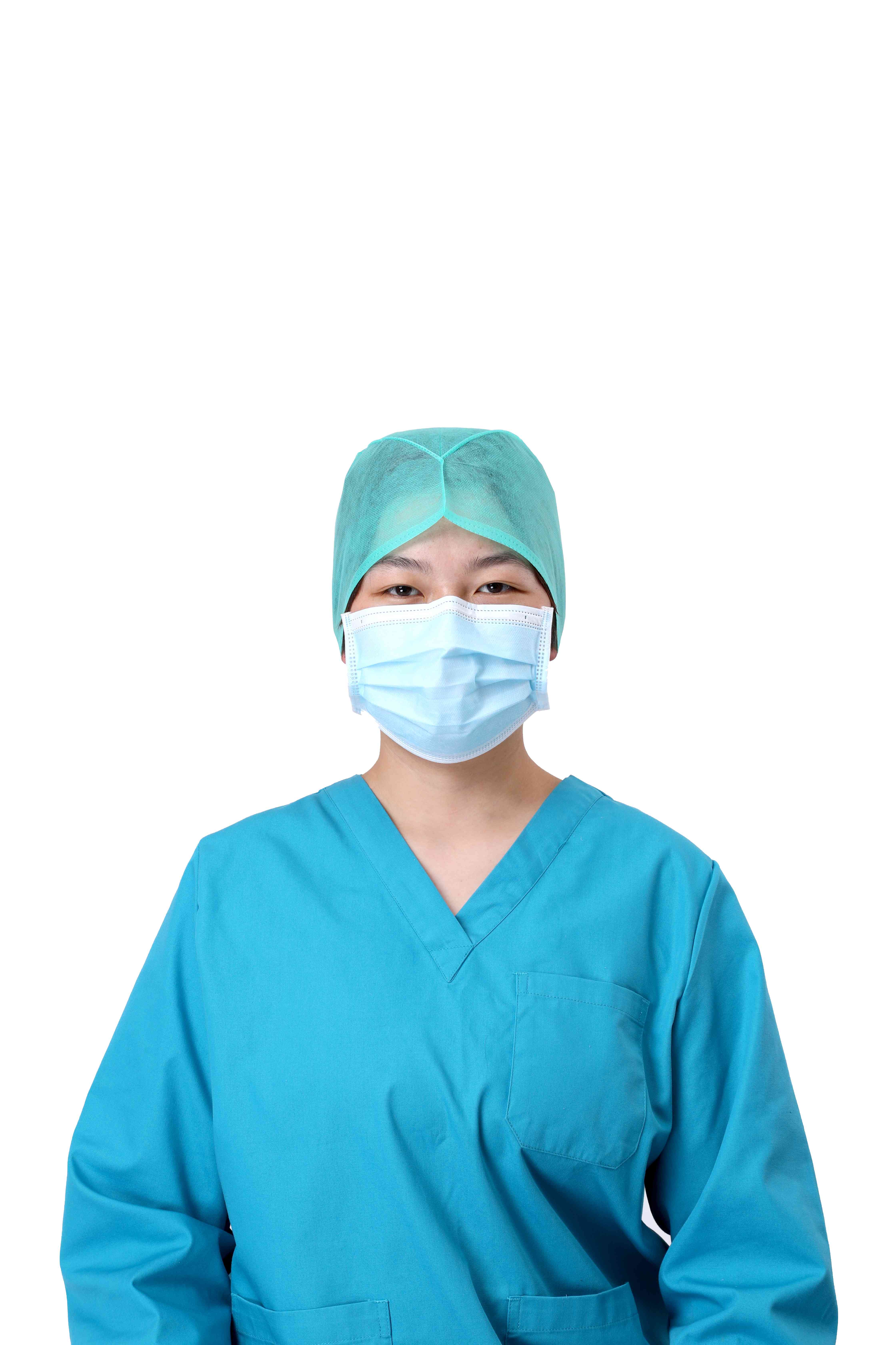 Disposable Working Caps Unisex Blue Surgical Scrub Dental Cap with Adjustable Tie Back