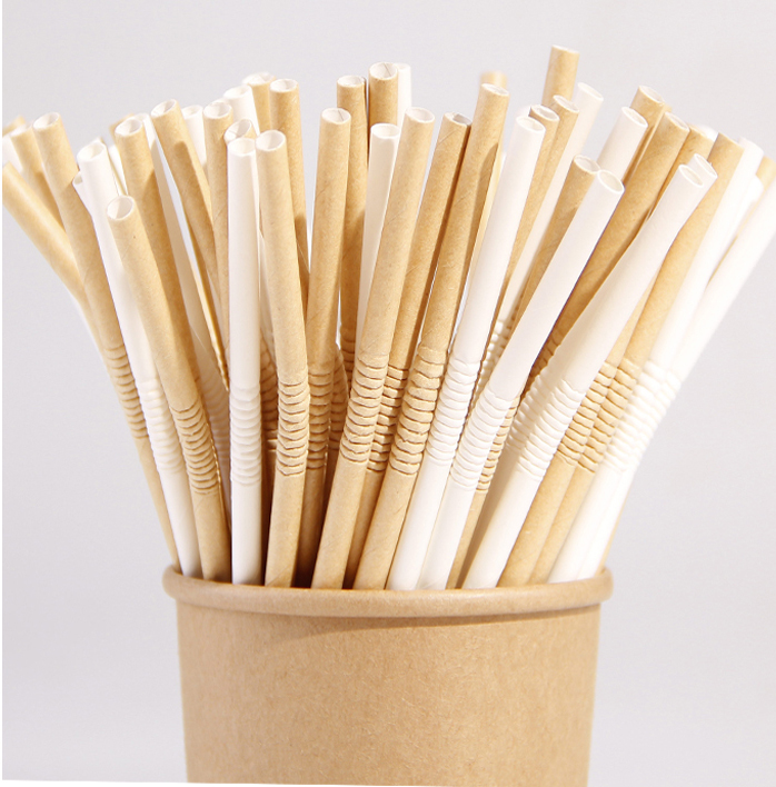 Disposable Eco Friendly Biodegradable Compostable Floral Natural Plant Fiber Bending Wrapped Flexible Drinking Paper Straws