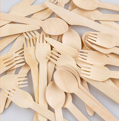 Wooden Disposable Cutlery Kit Bamboo Cutlery Utensil Spoon Fork Knife Napkin Straw Chopsticks in Set