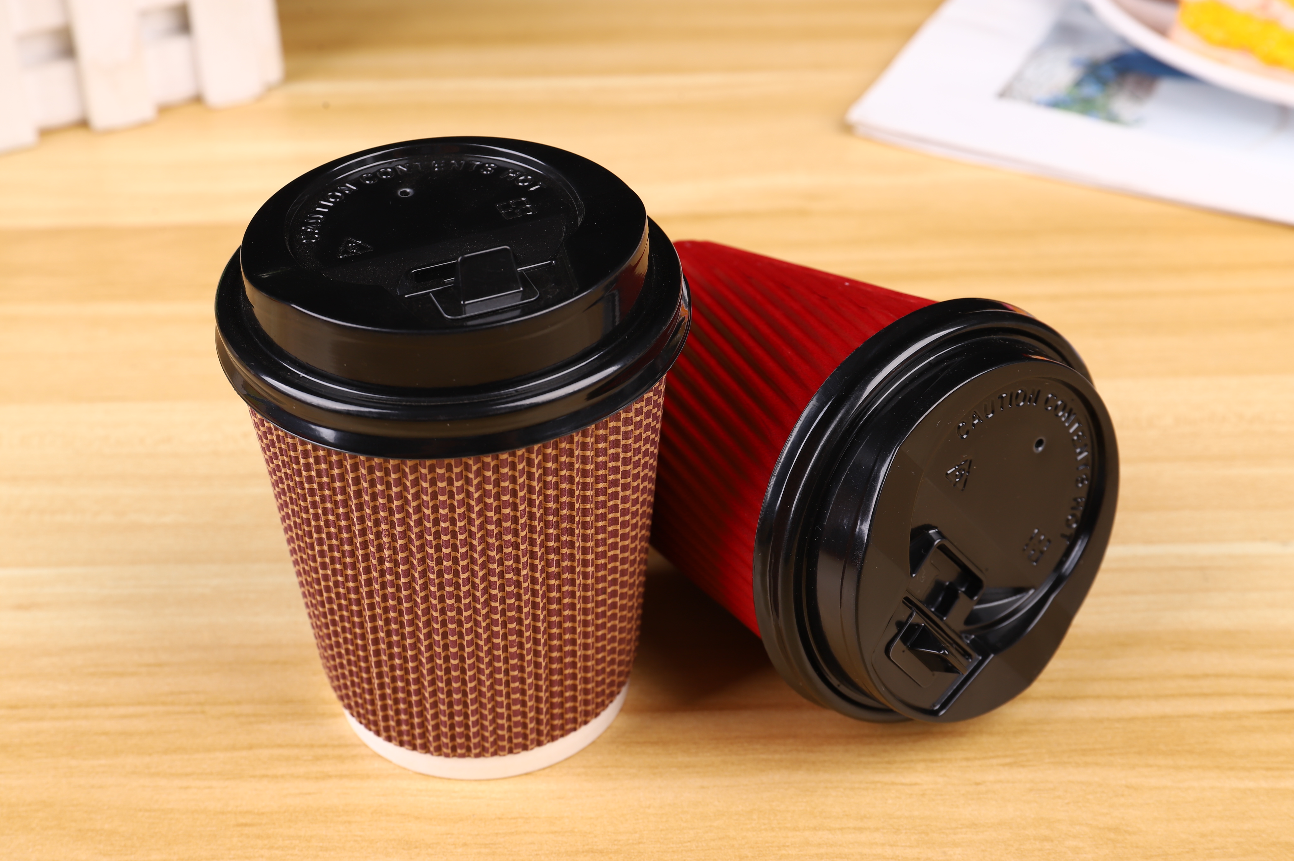 8oz 12oz 16oz Customized Design Paper Cups Disposable Printed Paper Double Wall Ripple Coffee Cups