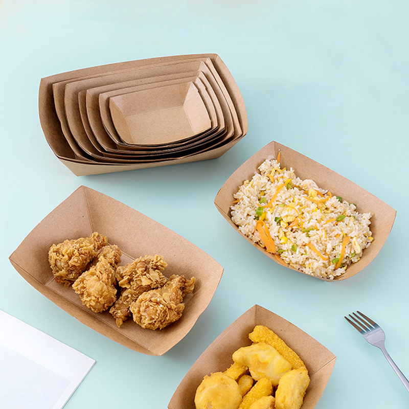 Disposable Kraft Paper Food Tray Boat Basket Take Away Box for Restaurant,fast Food